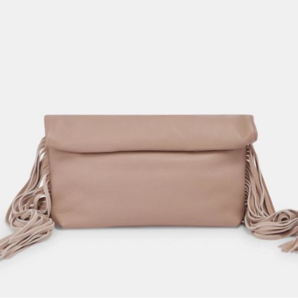 Dolce Vita Shea Clutch Cafe Pebble Leather Purse NWT